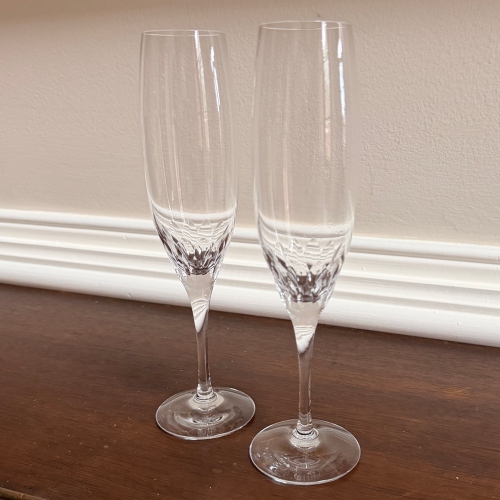 Pair of Two Orrefors Sweden Prelude Crystal Champagne Flutes, 8 3/4”